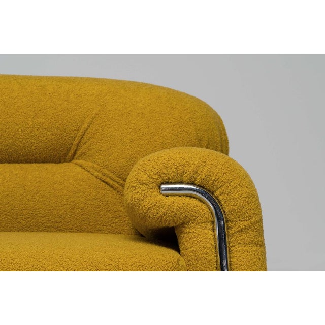 1970s Lounge Chairs in Yellow Bouclé from Salotti B&T, Italy, 1970s, Set of 2 For Sale - Image 5 of 17