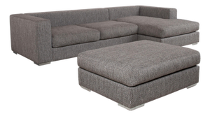 Cenova Set Fabric Corner Sofa and Ottoman in Grey by BoConcept, Set of 2