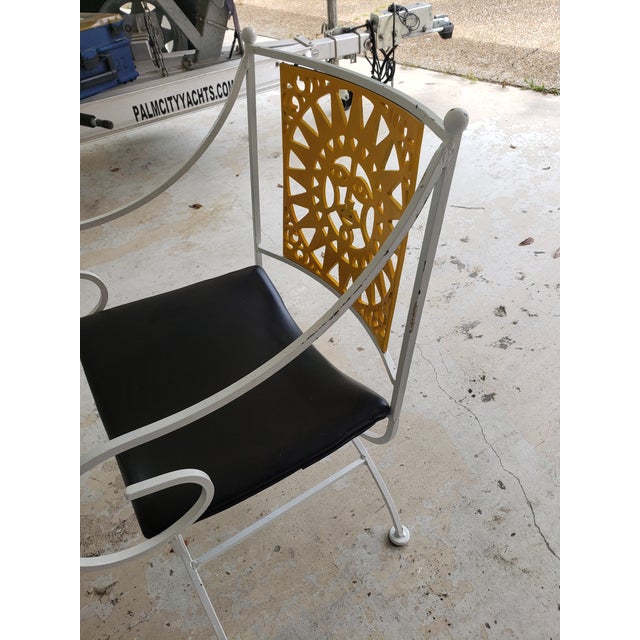 Metal Author Umannoff Cast Iron Patio Set in the Sun Pattern - 5 Pieces For Sale - Image 7 of 8
