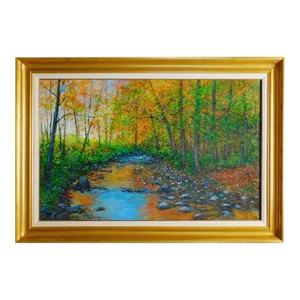 James Scoppettone "Mystic Creek in Autumn"Original Oil Painting on Canvas Framed