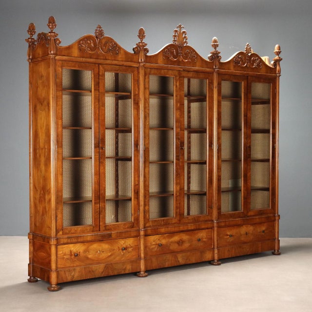 Italian Bookcase in Walnut For Sale - Image 12 of 12