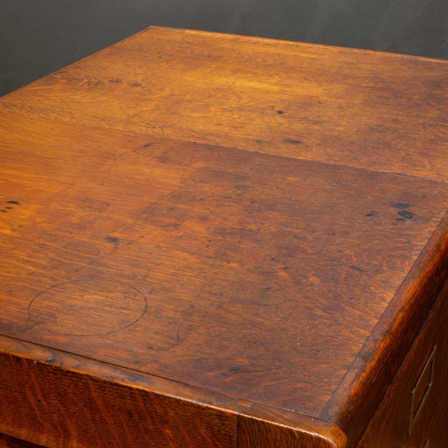 Antique Quarter Sawn Oak Double File Cabinet c.1908-1915 For Sale - Image 10 of 11