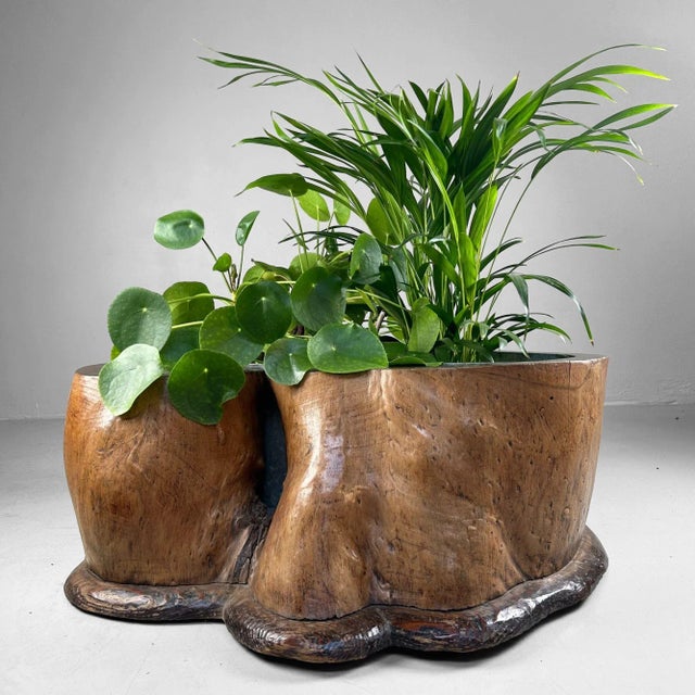 This monumental hibachi was organically shaped from a solid trunk of keyaki (Japanese zelkova/elm) and rests on a base of...