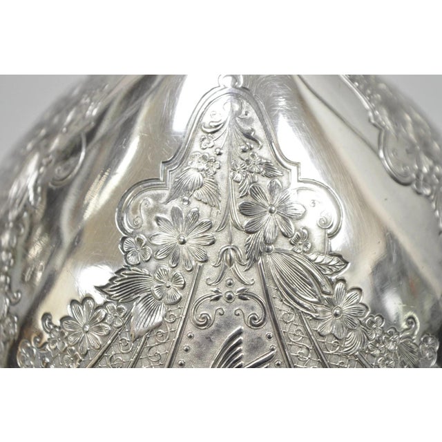 Antique English Art Nouveau Silver Plated Covered Butter Serving Dish W / Birds For Sale - Image 4 of 15