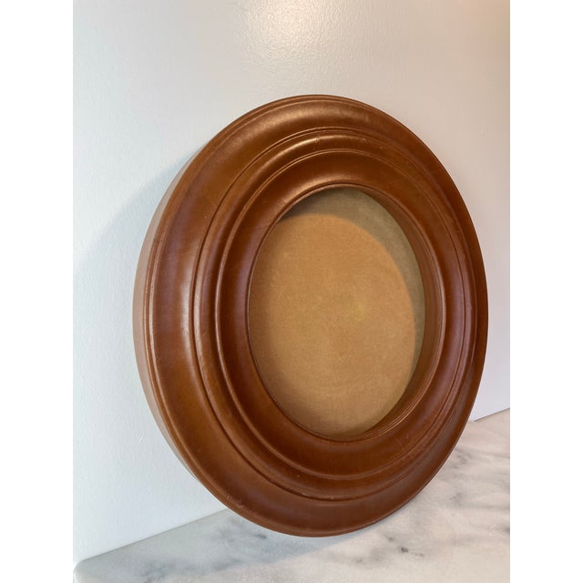 Animal Skin Contemporary Leather-Wrapped Picture Frame With Sculptural Molded Detailing For Sale - Image 7 of 9