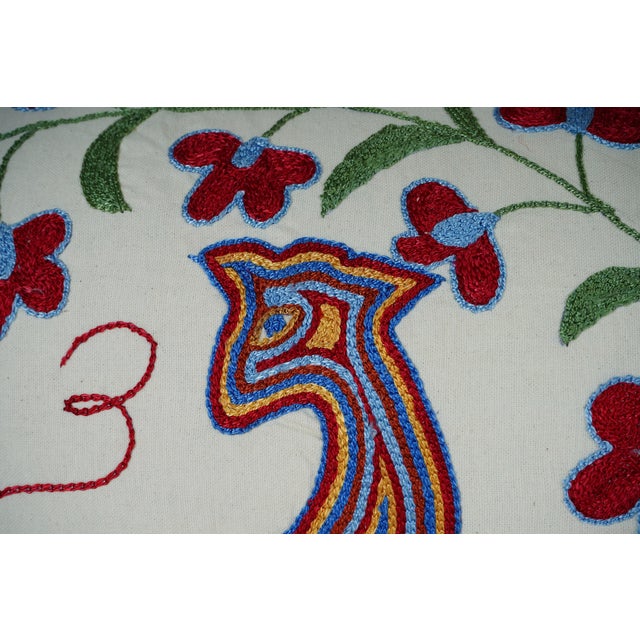 1990s Hand Embroidered Suzani Pillow Cover For Sale - Image 5 of 6