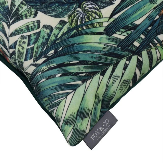 Orangutan Forest Green Velvet Cushion For Sale - Image 4 of 4