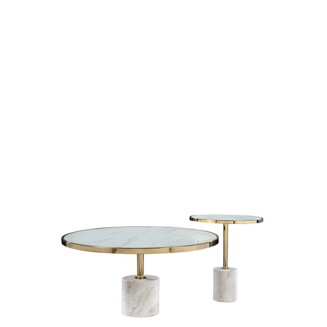Kaia Marble Base Coffee Table Set, Set of 3 | Chairish