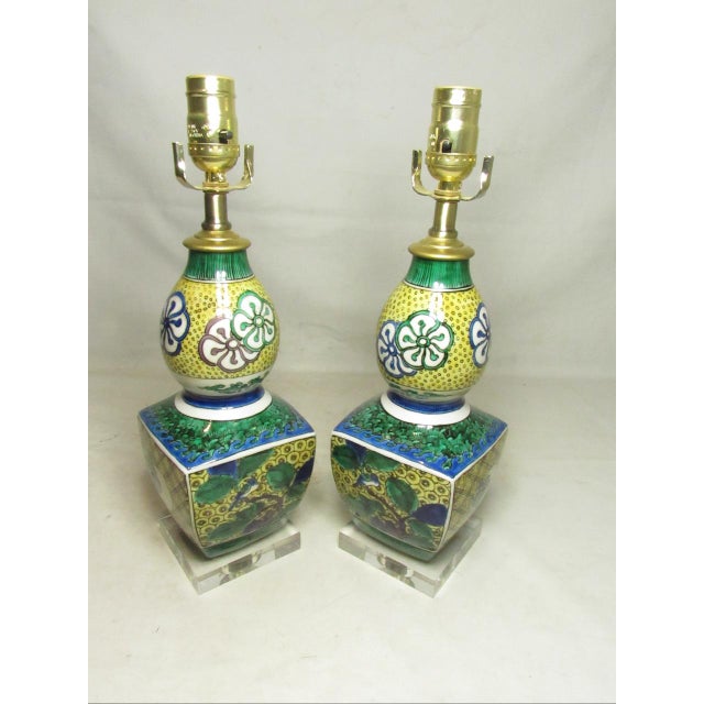 Pair of Japanese Porcelain Kutani Lamps For Sale - Image 13 of 15