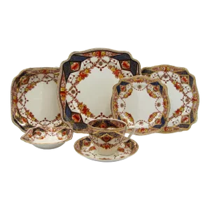 1930s Royal Staffordshire Aj Wilkinson Newport Stafford Square Service for 10 Dinnerware - 70 Piece Set