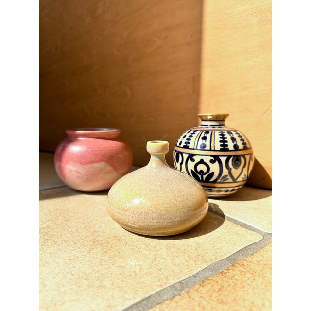 Studio Ceramic Vase with Blue Accents, Germany, 1970s For Sale - Image 10 of 11
