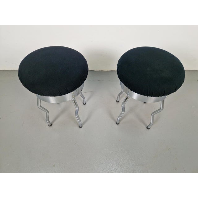 Vintage Uri Stools with Waved Chrome Legs and Black Seats by Per Ivar Ledang for Ikea, 1995, Set of 2 For Sale - Image 9 of 11