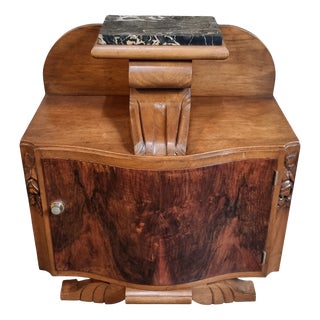 French Art Deco Bedside Cabinet with Marble Top, 1930 For Sale