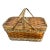 1970s Vintage Scorched Bamboo and Woven Wood Picnic Basket For Sale