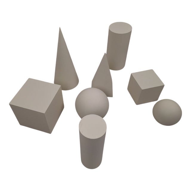 Wooden Geometric-Shape Ornaments in Ivory Lacquer from Molteni, 1990s, Set of 8 For Sale