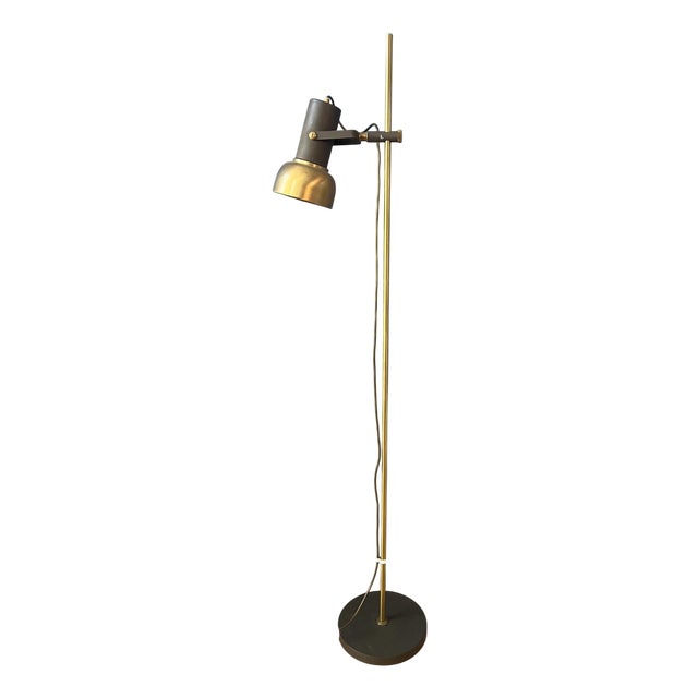 Vintage Brass Floor Lamp with Adjustable Spot For Sale