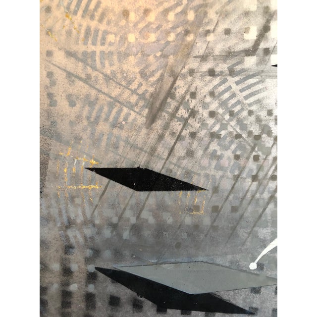 Black Vivien Abrams Collens, Romance of Electricity, Mixed Media Metallic Painting Woman Artist, 1982 For Sale - Image 8 of 9