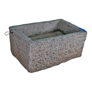 34" Inch Long Hand Chiseled Stone Trough 16 For Sale