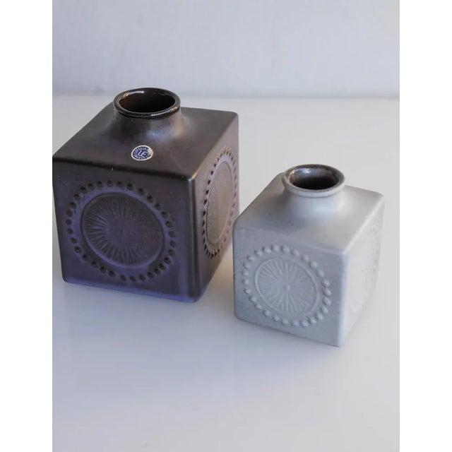 Ceramic Mid-Century Scandinavian Modern Art Pottery Vases in Ceramic by Göran Andersson for Upsala Ekeby, Sweden, 1970s, Set of 2 For Sale - Image 7 of 10