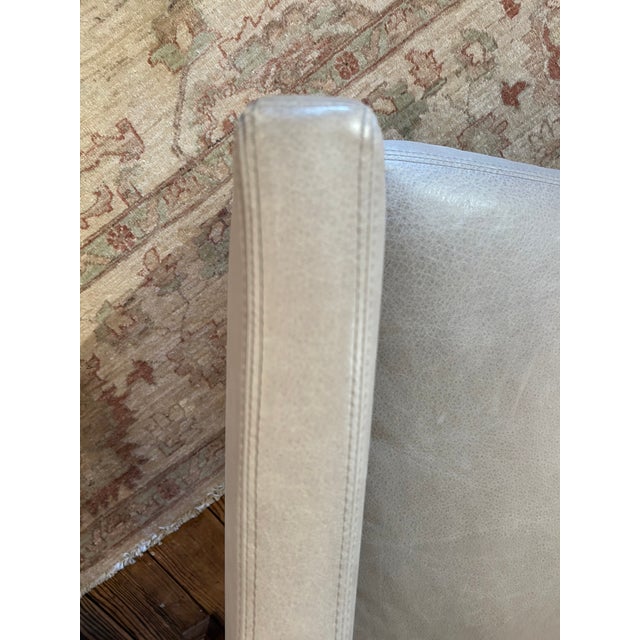 Lee Industries Gray Leather Custom Club Chair For Sale - Image 10 of 11