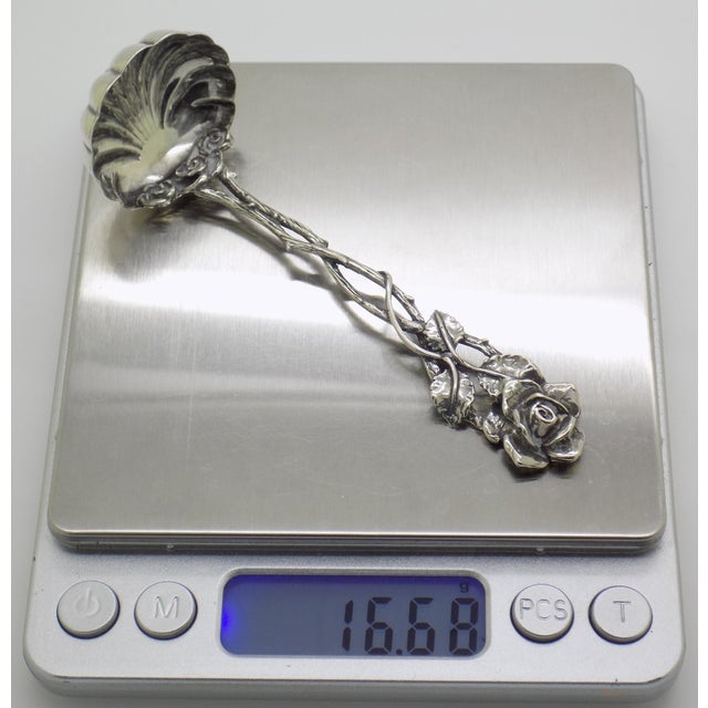Vintage Italian Silver Mini Ladle, Rose Handle, Cocktail Garnish Serving (800 Silver) For Sale - Image 12 of 13