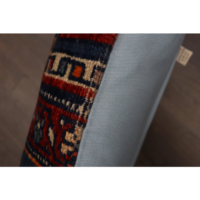 pillow made from an antique persian malayer rug. 24'' x 24'' . item p5200