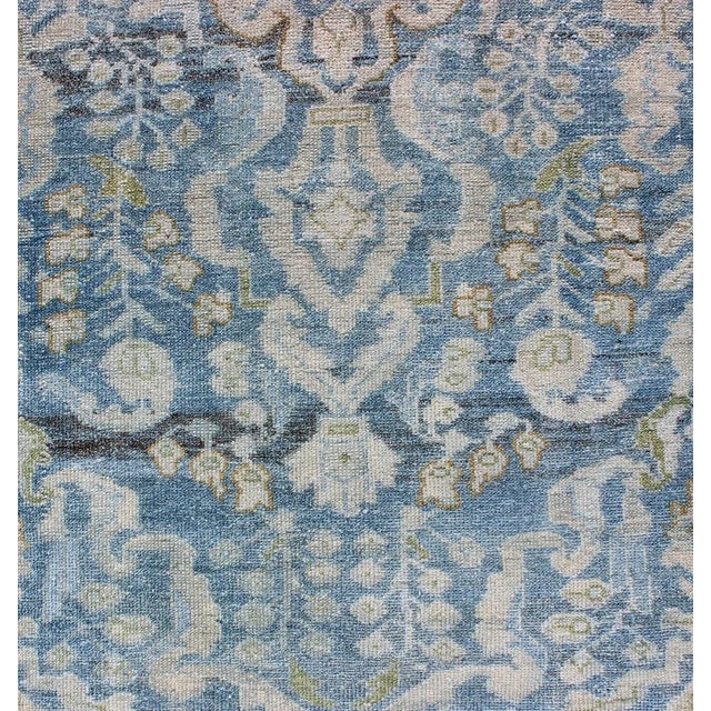 Textile Early 20th Century Antique Persian Malayer Runner With All-Over Design in Blue and Hints of Olive For Sale - Image 7 of 10