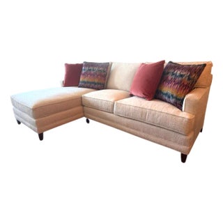 Century Furniture Cornerstone 2-Piece Sectional in Textured Cream With Custom Pillows For Sale