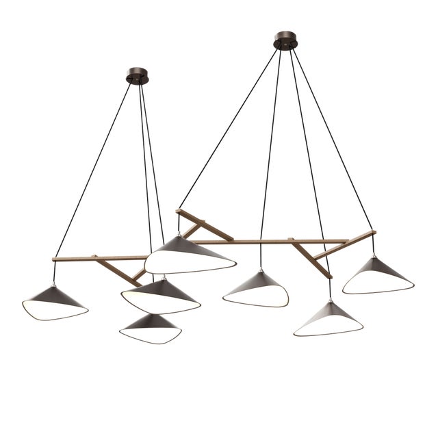 Emily Group of Seven Pendant Light in Dark Bronze Semi-Matte by Daniel Becker for Moss Objects For Sale - Image 4 of 4