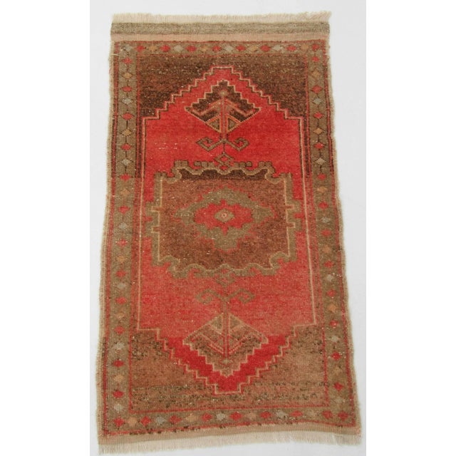 Vintage Wool Mini Turkish Rug For Sale - Image 4 of 4