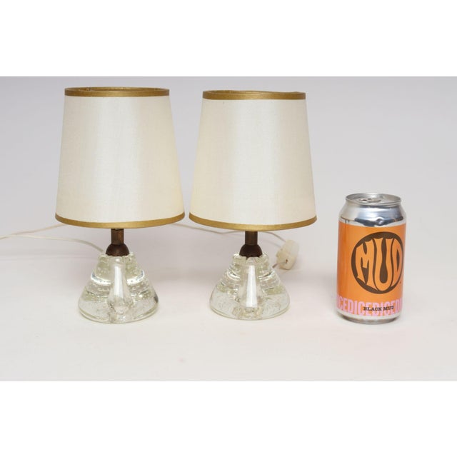 Glass Vintage Diminutive Italian Blown Art Glass Boudoir Bedside Table Lamps - a Pair For Sale - Image 7 of 12