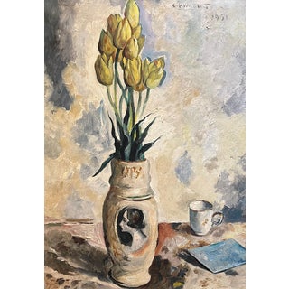 Charles Auguste Humbert, Yellow Tulips, 1931, Oil on Canvas For Sale