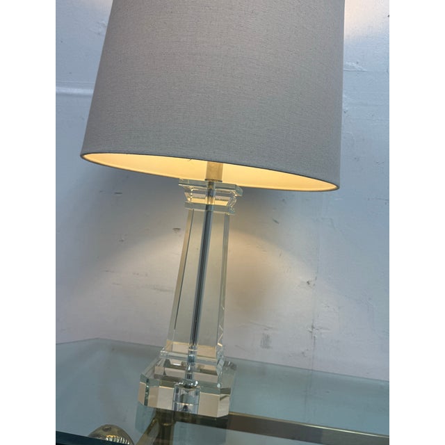 Glass Tapered Column Table Lamp For Sale - Image 10 of 12