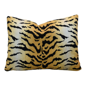 Designer Italian Tiger Stripe Velvet Feather/Down Pillow