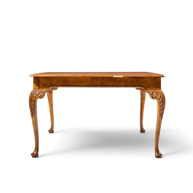 Baker Furniture Company Baker Furniture Stately Homes Queen Anne Walnut Expanding Dining Table With 3 Leaves For Sale - Image 4 of 17