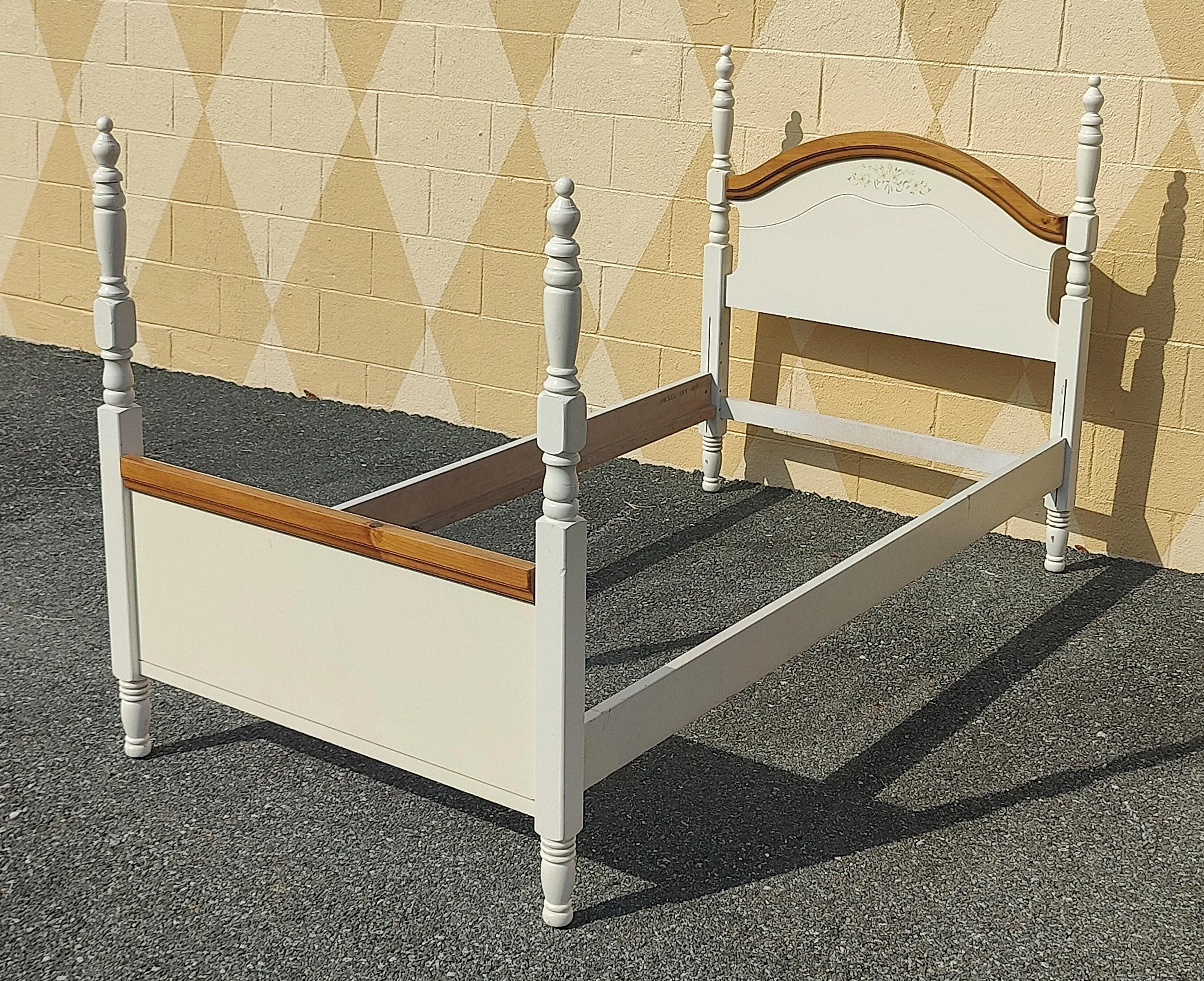 1950s Vintage Drexel Off White French Provincial Twin XL Bed