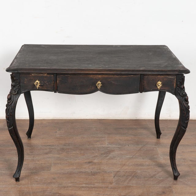 French Provincial Late 19th Century Swedish Black Painted Pine Desk For Sale - Image 3 of 11