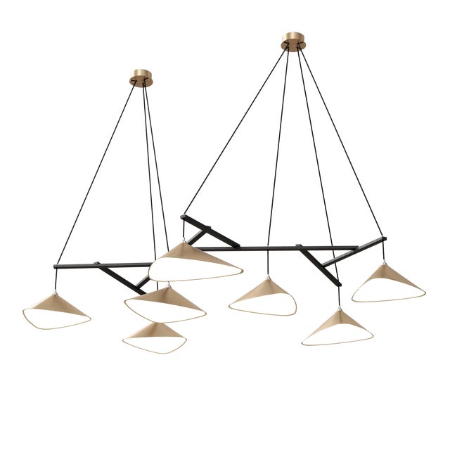 Emily Group of Seven Chandelier Light in Gold Metallic Tone by Daniel Becker for Moss Objects For Sale - Image 4 of 4