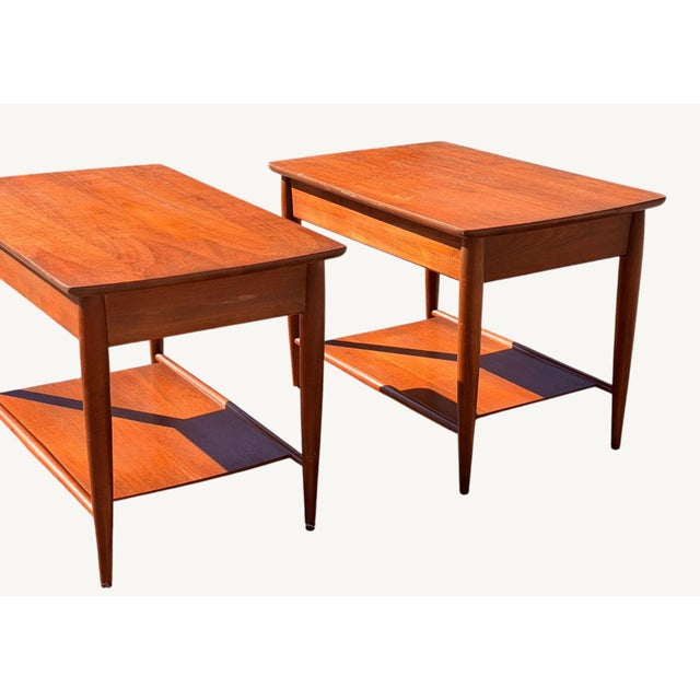 1950s Vintage Mersman Model 8066 Mid-Century Modern End Tables With Drawers – Pair For Sale - Image 5 of 8