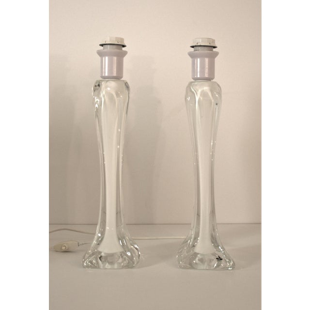 1950s Large Art Glass Table Lamps by Paul Kedelv for Flygsfors, 1950s, Set of 2 For Sale - Image 5 of 11