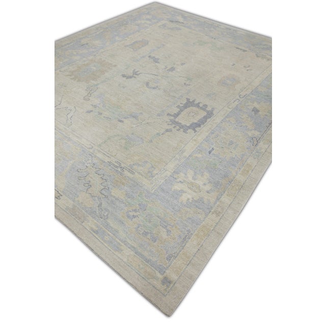 Early 21st Century Early 21st Century Neutral Handwoven Turkish Oushak Rug 8'4" X 9'11" For Sale - Image 5 of 7