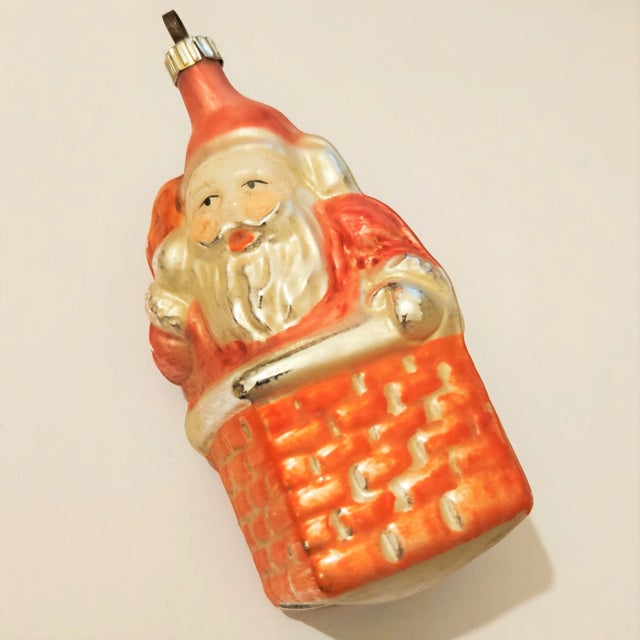 Vintage Glass Christmas Santa Claus Ornament, 1920s For Sale - Image 4 of 4