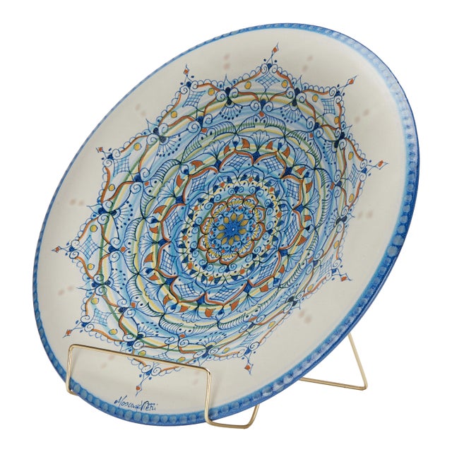 Vintage Italian Vietri Glazed Terra Cotta Plate For Sale