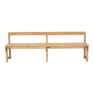 1860's French Bleached Wood Long Bench