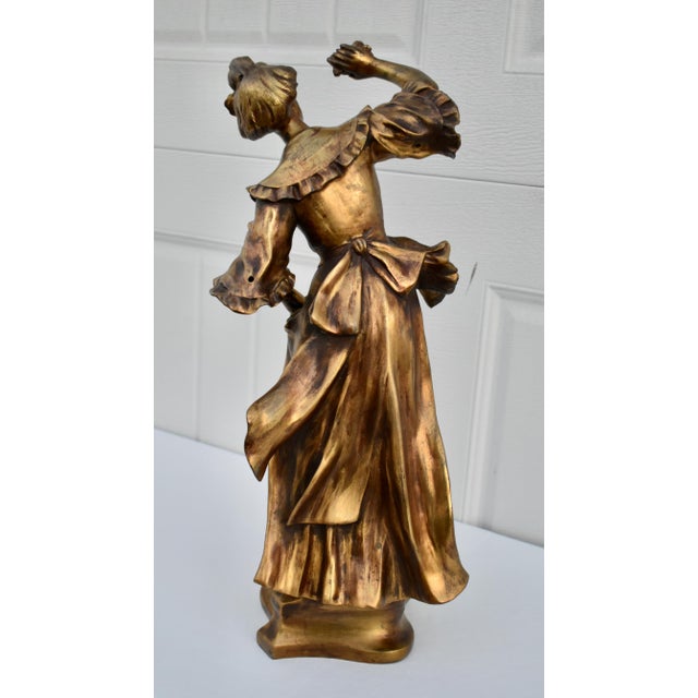 Vintage Metal Pair of Art Nouveau Woman Figures in a Bronze Finish For Sale - Image 4 of 13