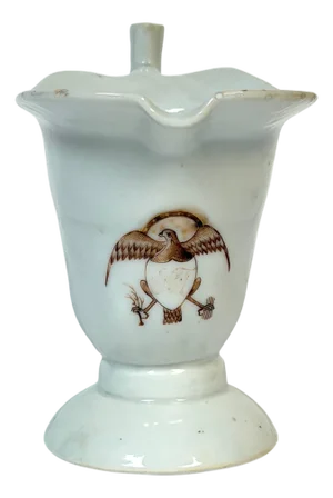 Rare Chinese Export Helmet Pitcher American Eagle Armorial, For American Market