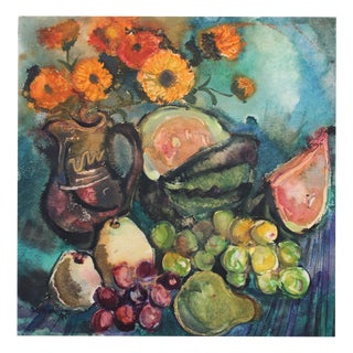 Dzidra Bauma, Still Life with Fruits, 1975, Watercolor For Sale