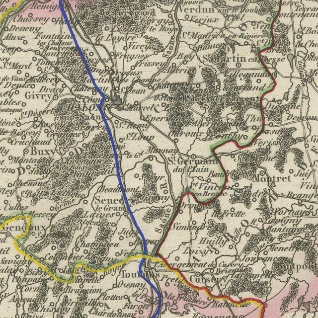 Antique Map of the Saône-Et-Loire, Mâcon and Chalon by Vuillemin, 1860 For Sale - Image 4 of 12