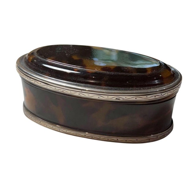 19th Century Fabulous Faux Tortoise Shell Box Sterling Silver Mounts For Sale In Tampa - Image 6 of 8