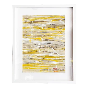 Vague. V Abstract Framed Brown/Yellow Painting